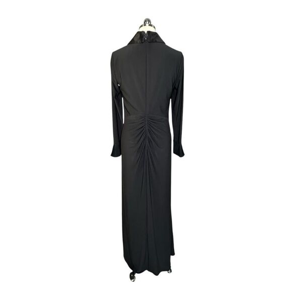 Adrianna Papell Black Twist Front Tuxedo Maxi Cocktail Dress| Size 8 - Picture 8 of 10